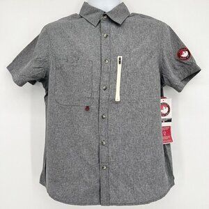 Canada Sportswear Men Charcoal Shirt Size S Short Sleeve Button Weather Gear NWT